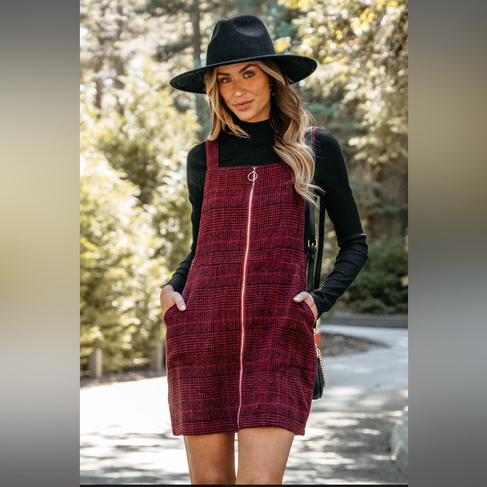 Plaid O-Ring Pinafore Dress